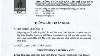 PVX CBTT  bất thường về việc Phong toả Tài khoản theo QĐ của Cục thi hành án dân sự TP Hà Nội của Tổng công ty Cổ phần xây lắp Dầu khí Việt Nam